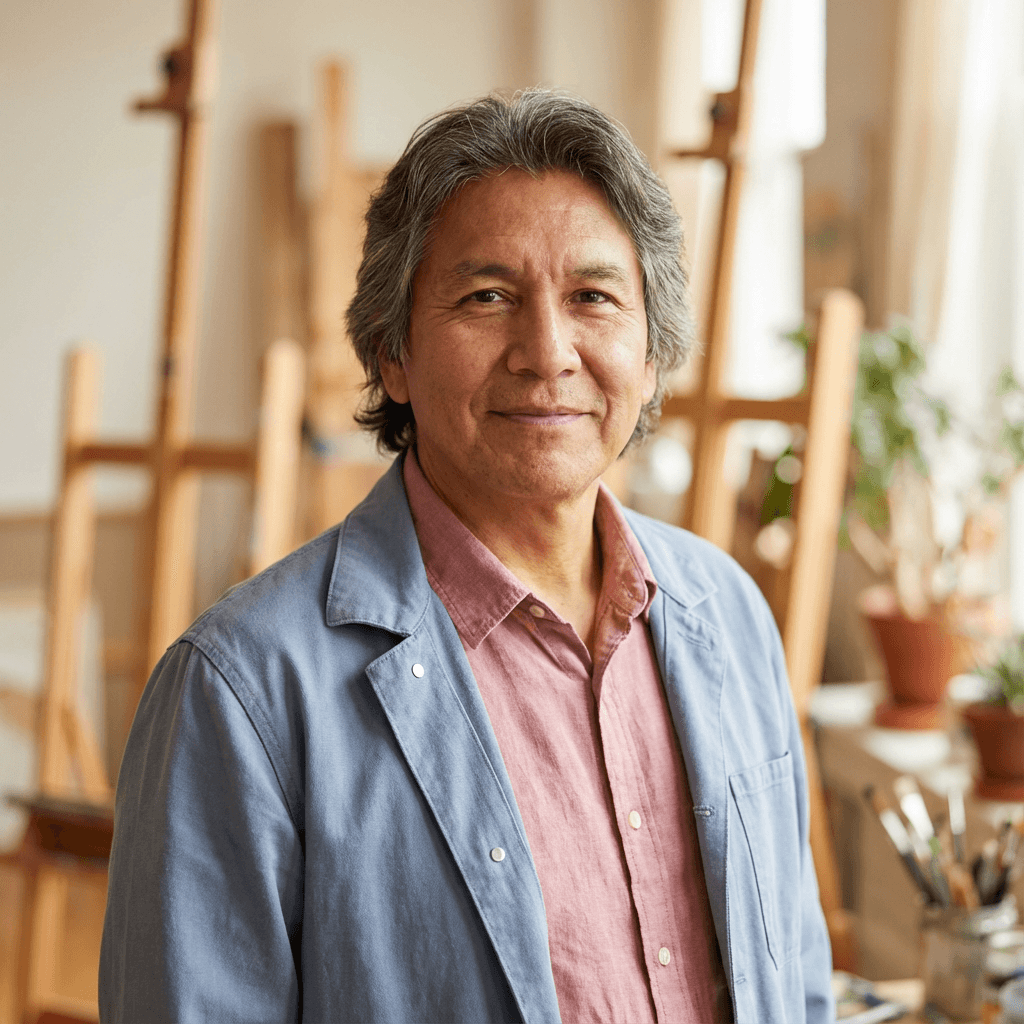 David Chen with a thoughtful expression, grateful for his mother's improved mental engagement