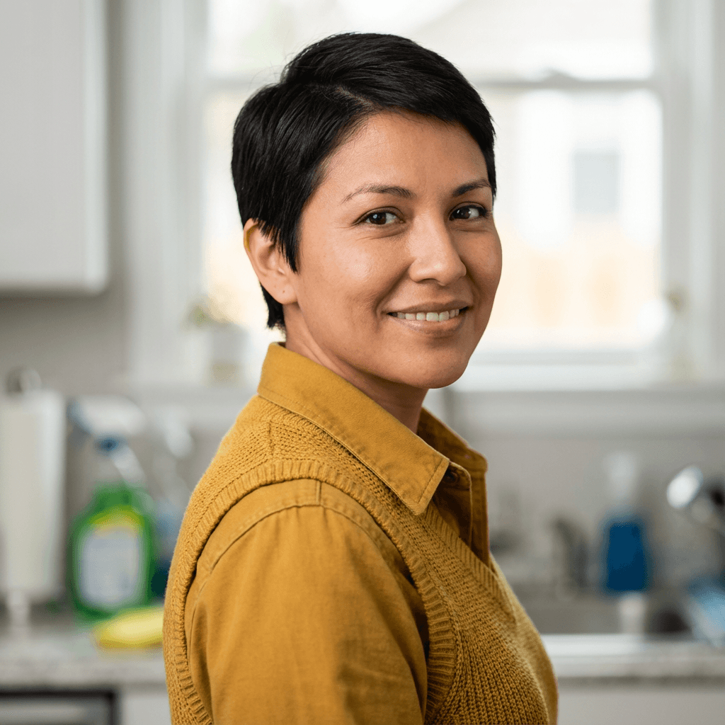 Patricia Hernandez smiling warmly, expressing gratitude for Senior Sessions