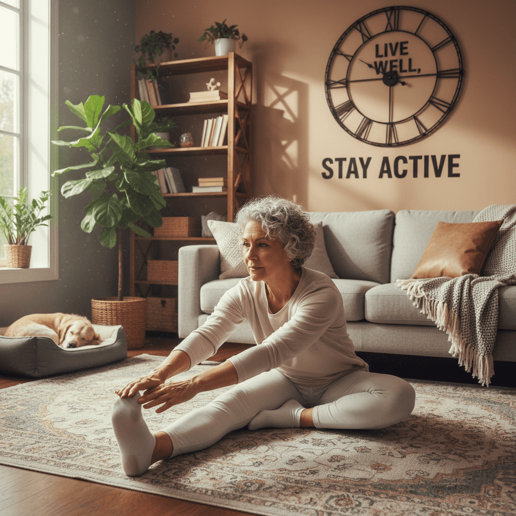 Senior doing mobility exercises