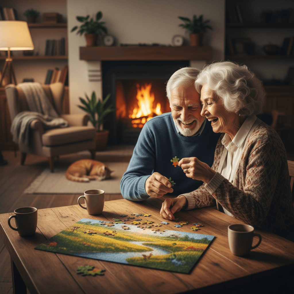 Seniors engaged in cognitive activity