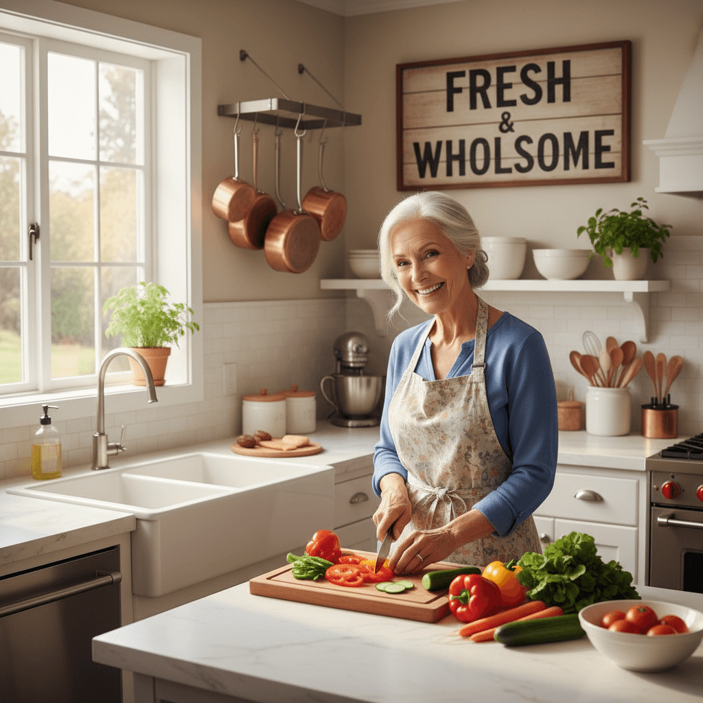 Senior preparing healthy meal